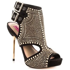 Black Suede w/ gold studs Betsey Johnson open toe